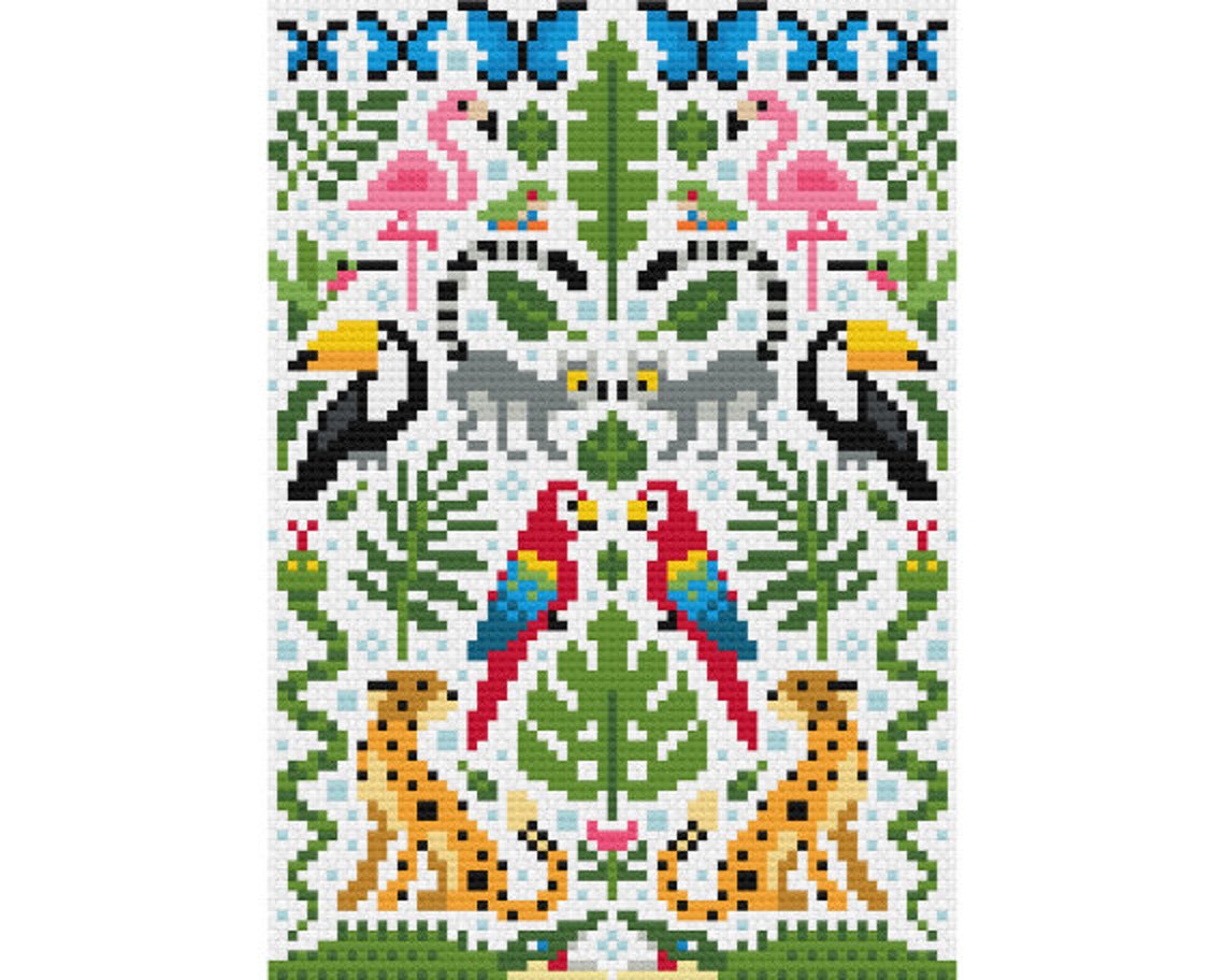 Jungle Theme Cross Stitch Pattern / Jungle Animals Cross Etsy