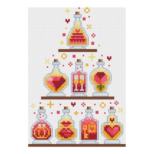 Eight (8) Love Potions Cross Stitch Pattern / Valentine Cross Stitch / Personalized Valentines Stitch Pattern / Love Stitch Pattern
