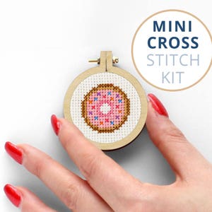 Mini Donut, stitching kit online, contemporary cross stitch kits, Fastfood counted cross stitch kits for kids, simple cross stitch kits