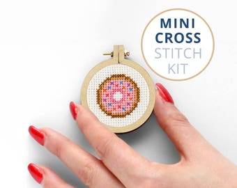 Mini Donut, stitching kit online, contemporary cross stitch kits, Fastfood counted cross stitch kits for kids, simple cross stitch kits