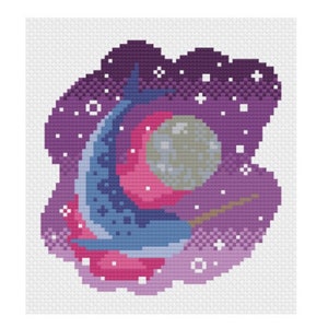 Space Narwhal Cross Stitch Pattern / Narwhal Stitch / Space Cross Stitch / Magical Pattern / Fairy Tale Stitch / Whimsical Stitch Narwhal