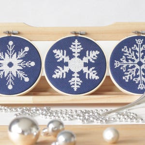 Set of Three Snowflake Pattern Set Modern cross stitch Sale Multi Buy Deal instant PDF download winter Christmas Cross Stitch Sale Chart