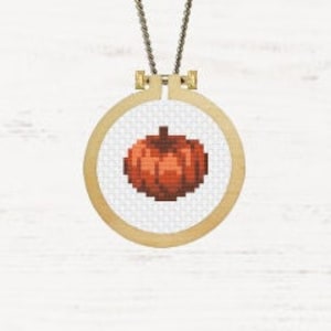 Halloween Pumpkin Cross Stitch Pattern Gourd Jack-o'-Lantern Instant Download Miniature Embroidery Hoop Squash Halloween Decor Thanksgiving