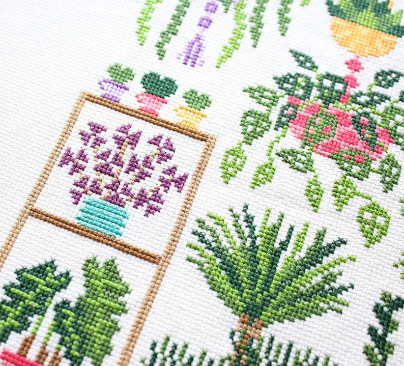 Homely Houseplants V2 2021 Cross Stitch Kit / Plant Collage Embroidery / Plant SAL / Plant Stitch Kit / Plant Cross Stitch/ image 3