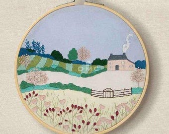 Spring Landscape Cross Stitch Kit, DMC Rural Scene Needlecraft Set