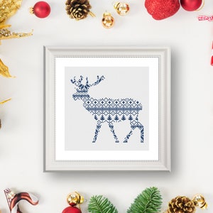 Nordic Christmas Reindeer Cross Stitch Pattern PDF, Scandinavian ...