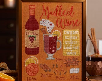 Mulled Wine / Christmas Cross Stitch Pattern / Gluhweihn / Recipe Cross Stitch / Cozy Christmas / Hygge Christmas / Cocktail Recipe / Xmas