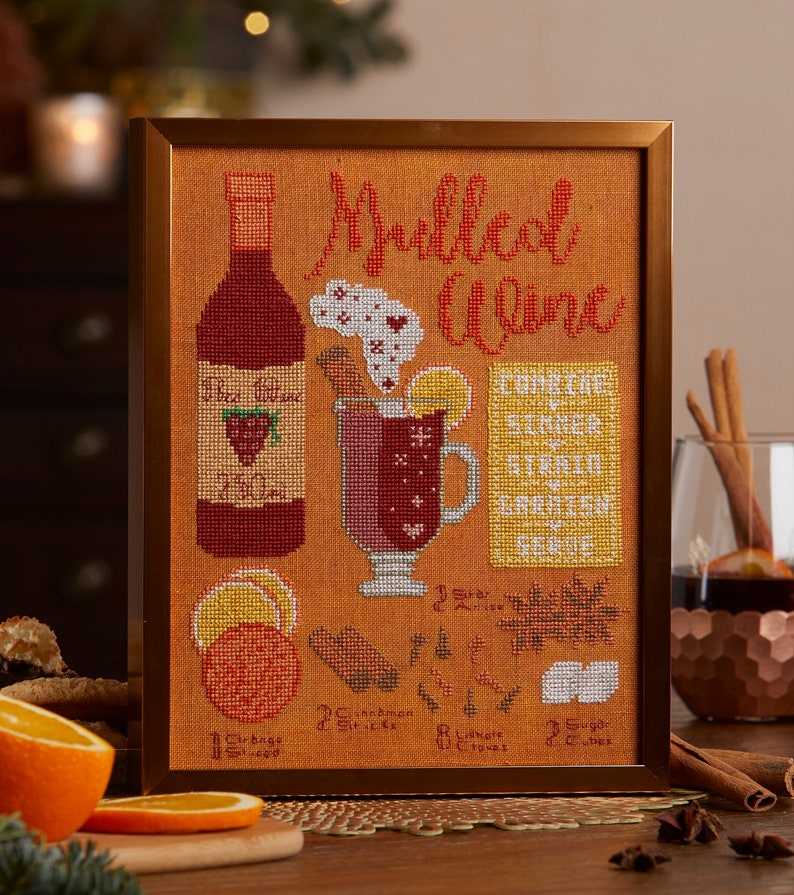 Mulled Wine / Christmas Cross Stitch Pattern / Gluhweihn / Recipe Cross Stitch / Cozy Christmas / Hygge Christmas / Cocktail Recipe / Xmas image 2