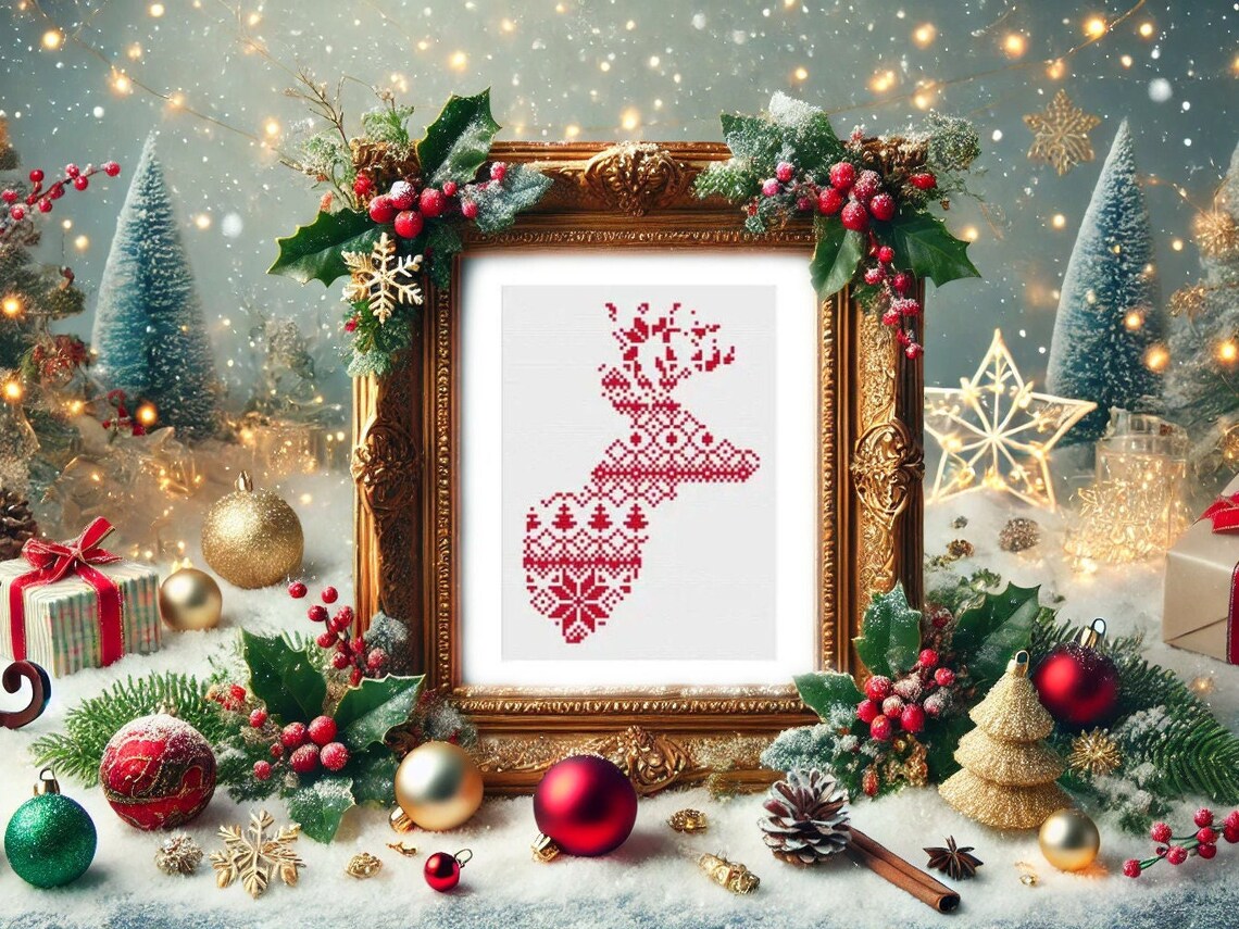 Nordic Christmas Reindeer Cross Stitch Pattern PDF, Scandinavian ...