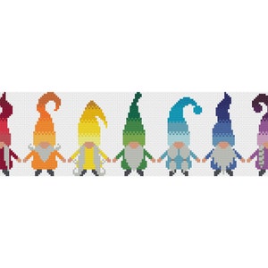 Rainbow Gnomes Cross Stitch Pattern / Pride Pattern / Colorful Gnomes / Pattern Gnomes / Fairy Tale Cross Stitch Pattern