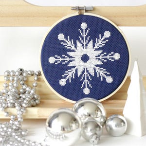 Set of Three Snowflake Pattern Set Modern cross stitch Sale Multi Buy Deal instant PDF download winter Christmas Cross Stitch Sale Chart image 2