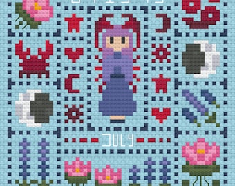 Cancer Zodiac Cross Stitch Pattern, Zodiac Sign PDF