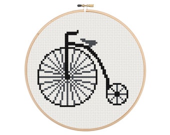 Penny Farthing Pattern / Bicycle Cross Stitch / Gift for Biker / Bike Shed Decor / Cyclist Art / Bike Enthusiast / Bike Embroidery Vintage