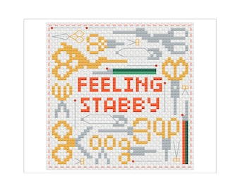 Scissor Collage Cross Stitch Pattern PDF, Cute Sewing Tools Instant Download, Beginner Crafter Embroidery Gift