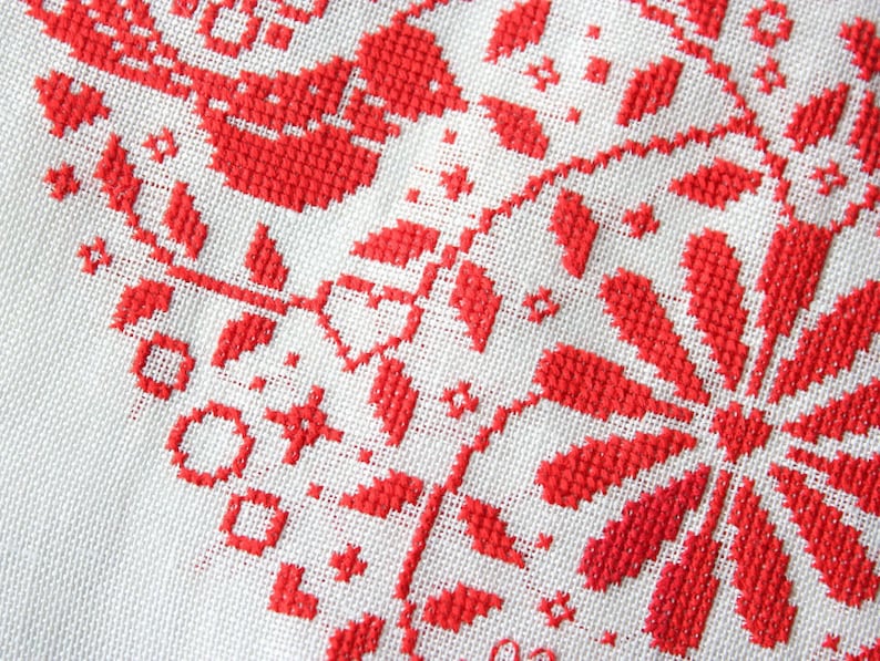 Red Heart Cross Stitch Pattern / Scandinavian Cross Stitch / Heart Embroidery / Folk Art Embroidery / Valentine Cross Stitch / Personalized image 6