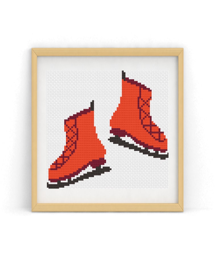 Ice Skates Stocking Needlepoint Kit, 16 Long, Stitched In Wool and Thread  