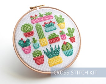 Cactus kruis steek patronen kits ontwerp, moderne kruissteek, Collage, sappige kruissteek, schattige steek kits, Sappige Patroon, Stitch
