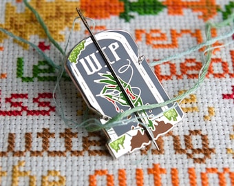 Gravestone Needle Minder, Spooky Halloween Cross Stitch Accessory