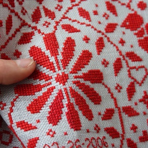 Red Heart Cross Stitch Pattern / Scandinavian Cross Stitch / Heart Embroidery / Folk Art Embroidery / Valentine Cross Stitch / Personalized image 3
