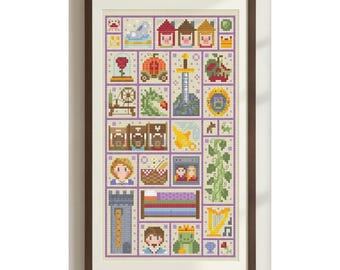 Fairy Tale Cross Stitch Pattern, Sampler PDF
