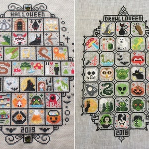 COMBI DEAL 2 patterns: Halloween 2018 & 2019 SAL Patterns / Value for Money / Cross Stitch Halloween Patterns, pattern halloween