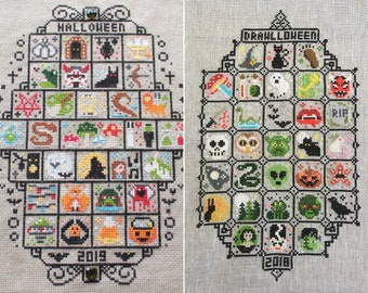 COMBI DEAL 2 patterns: Halloween 2018 & 2019 SAL Patterns / Value for Money / Cross Stitch Halloween Patterns, pattern halloween