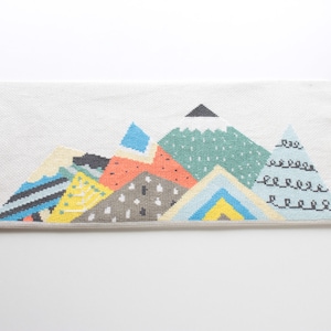 Scandinavian Modern Mountain Cross Stitch Pattern Scandi Colorful Mountain Pattern Digital Cross Stitch Color Peaks Adventure is Calling image 3