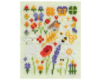 Spring Collage Cross Stitch Pattern, Botanical PDF