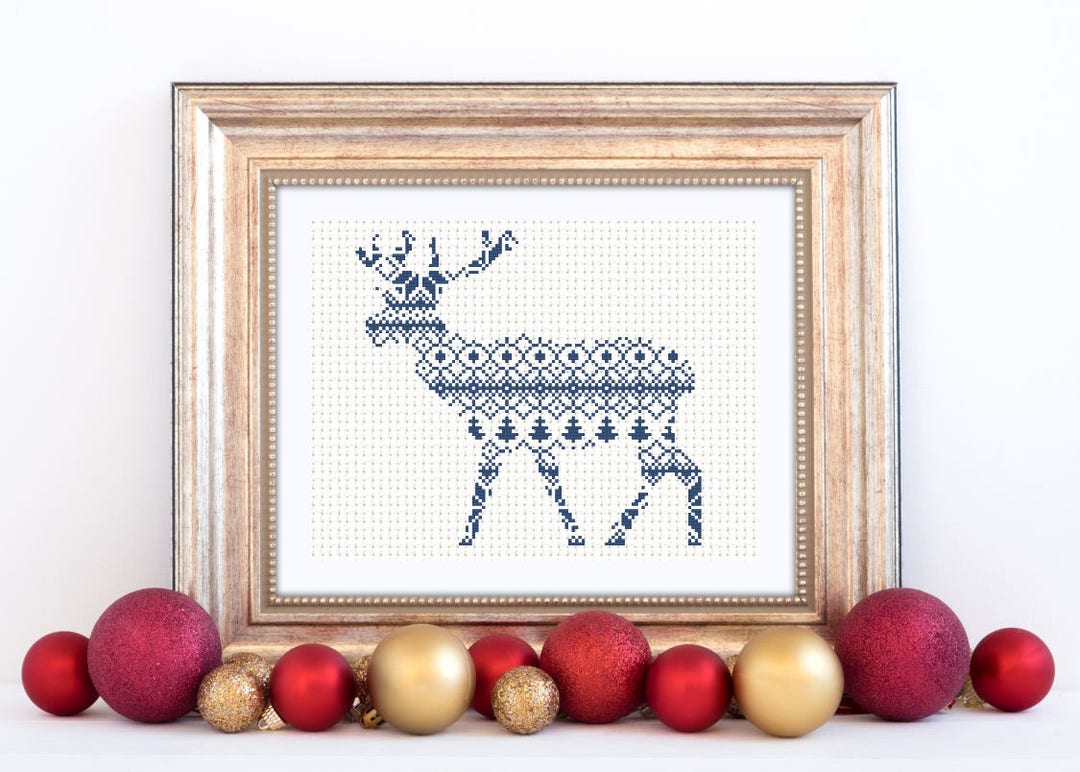 Nordic Christmas Reindeer Cross Stitch Pattern PDF, Scandinavian ...