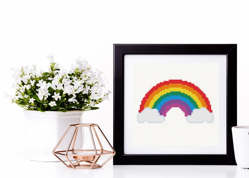 Rainbow Cross Stitch Pattern Colorful Instant Download Summer Nursery Decor Chakras Prism Color Spectrum Multicolor Cross Stitch Rainbow image 3