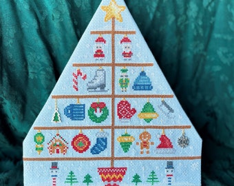 Christmas Holiday Sampler Cross Stitch Pattern, PDF Festive Tree Stitch Along