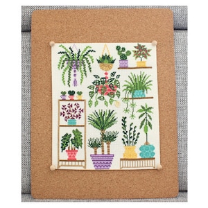 Homely Houseplants V2 2021  SAL / Plant Collage Cross Stitch / 3 Color Schemes / Plant Love / Alocasia Cross Stitch / Plant Embroidery /