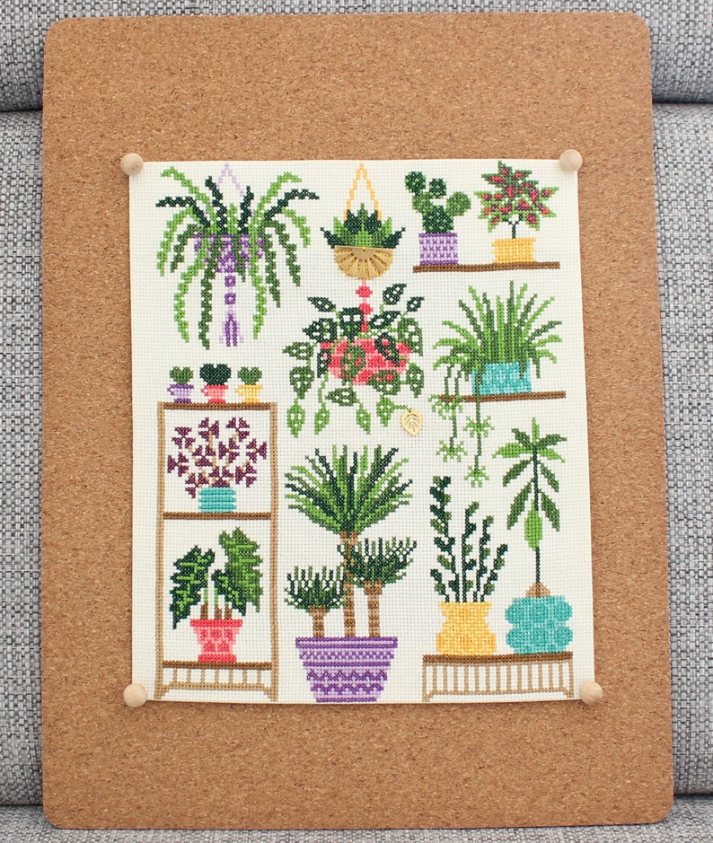 Homely Houseplants V2 2021 Cross Stitch Kit / Plant Collage Embroidery / Plant SAL / Plant Stitch Kit / Plant Cross Stitch/ image 2
