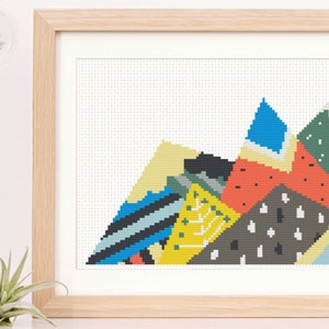 Scandinavian Modern Mountain Cross Stitch Pattern Scandi Colorful Mountain Pattern Digital Cross Stitch Color Peaks Adventure is Calling image 5