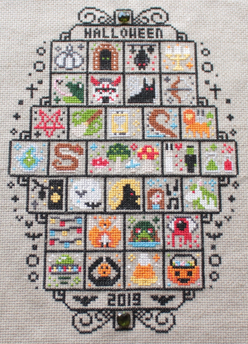 Halloween Cross Stitch Pattern SAL 2019/ Sampler Halloween / Spooky Stitch / 31 Spooky Mini Cross Stitch Patterns image 3