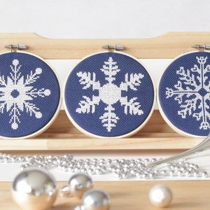 Xmas Cross Stitch Snowflake Winter Cross Stitch Chart Snow Holiday DIY Ornament Unique Snowflake Printable Pattern Winter DIY Xmas Project image 2