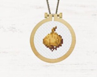 Yellow Onion Cross Stitch Pattern Vegetable Digital Pattern Embroidery Small Healthy DIY Summer Harvest Nature Crafts Gardener DIY Veggie