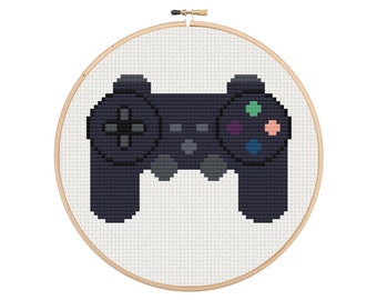 ゲームコントローラーのクロスステッチパターン（PDF）、ゲーマーへのギフト、即時ダウンロード、初心者向けポップカルチャー刺繍ギフト