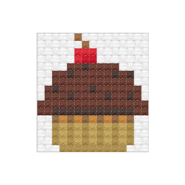 Chocolate Cupcake Cross Stitch Pattern, chocolate cupcake, Creative Chart, Artisan-made Pattern, sweet crafty, culinary pattern, chocolate