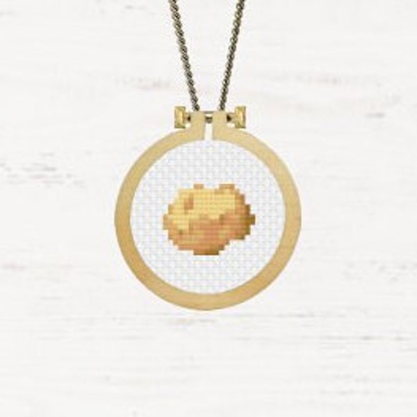 Potato Cross Stitch Pattern Spud Veggie Cross Stitch PDF Simple Pattern Modern Embroidery Food Necklace DIY Quirky Gift Gardener