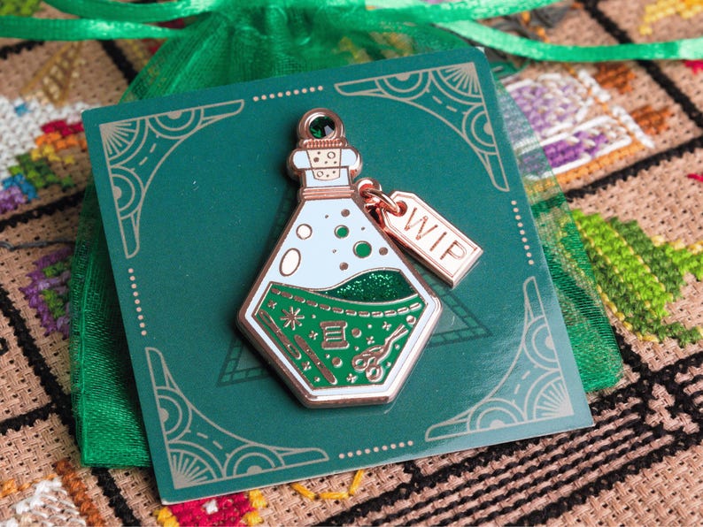 Potion Bottle Needle Minder, Witchy Halloween Cross Stitch Accessory image 7