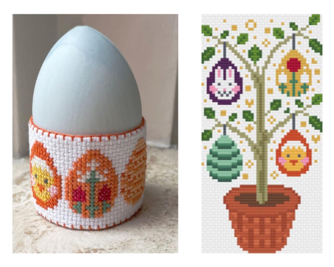 Easter Tree and Eggs Cross Stitch Pattern PDF, Holiday Easter Branch ...