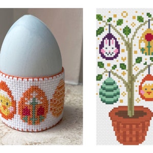 Easter Tree & Eggs Cross Stitch Pattern / Easter Cross Stitch / Easter Eggs Patern / Easter Branch Cross Stitch / Multiple Easter Patterns