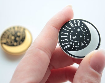 Celestial Moon Needle Minder, Enamel Cross Stitch Accessory