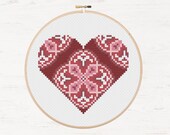 Valentines Day Cross Stitch Pattern Red Heart Cross Stitch Love DIY Valentines Day Decor heart pattern Cute DIY Modern Instant Download PDF