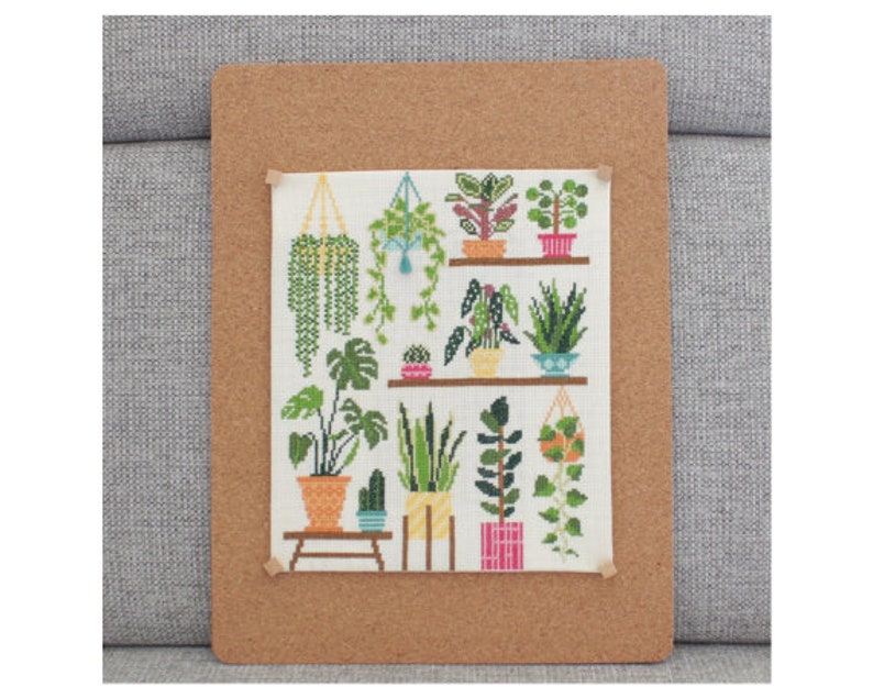 Homely Houseplants V1 2020 Cross Stitch Kit / Plant Collage Embroidery / Plant SAL / Plant Stitch Kit / Plant Cross Stitch image 1