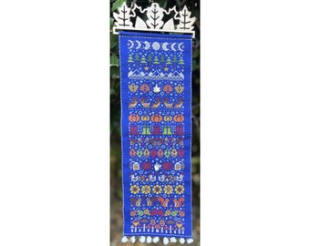 Autumn Banner Cross Stitch Pattern PDF, Fall Mushroom Bell Pull Instant Download, Beginner Seasonal Embroidery Gift