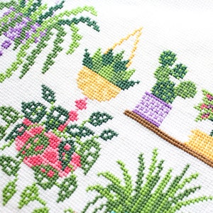 Homely Houseplants V2 2021 Cross Stitch Kit / Plant Collage Embroidery / Plant SAL / Plant Stitch Kit / Plant Cross Stitch/ image 4