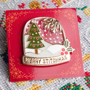 Snowglobe Needle Minder / Christmas Needle Minder / Winter Seasons Needle Nanny / Christmas Tree Needle Keeper / Sparkly Needle Minder