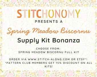 Spring Meadow Biscornu 2026 Stitch Along / Springtime SAL 2026 / Stitch Along Supply Kits / Spring Meadow Full Kit